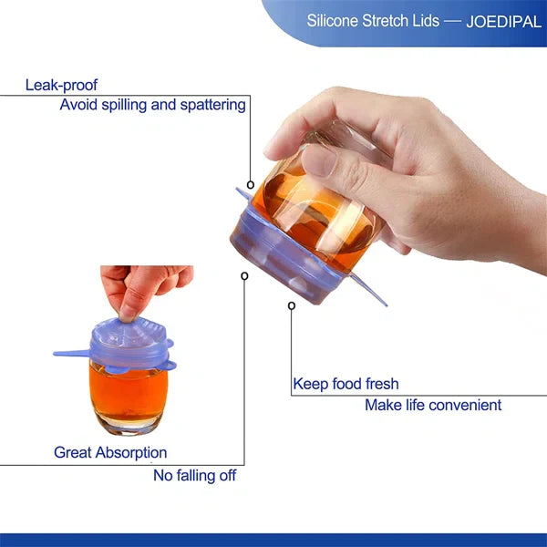 6Pcs Kitchen Reusable Silicone Seal Lid