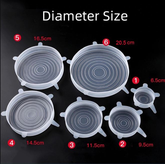 6Pcs Kitchen Reusable Silicone Seal Lid
