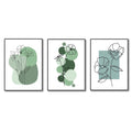 set of 3 abstract plant art wooden  frames for wall decore