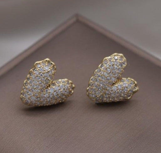 Zircon Heart Stud korean Earrings