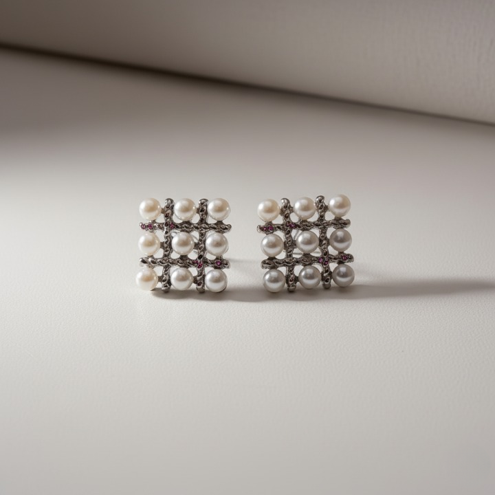 Pearl Square Korean Earrings