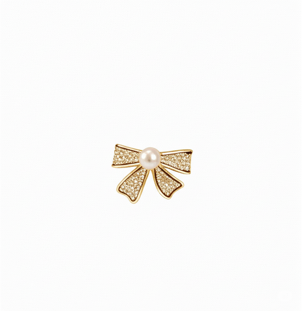 Bow Shape Zircon Pearl Earrings