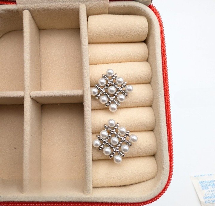 Pearl Square Korean Earrings