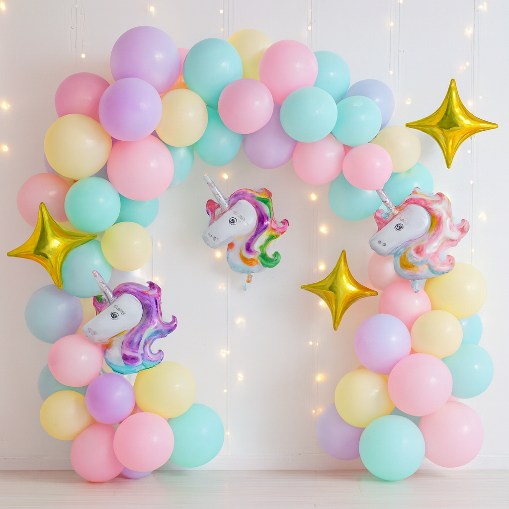 57 Pcs Pastel Unicorn Birthday Decoration Set