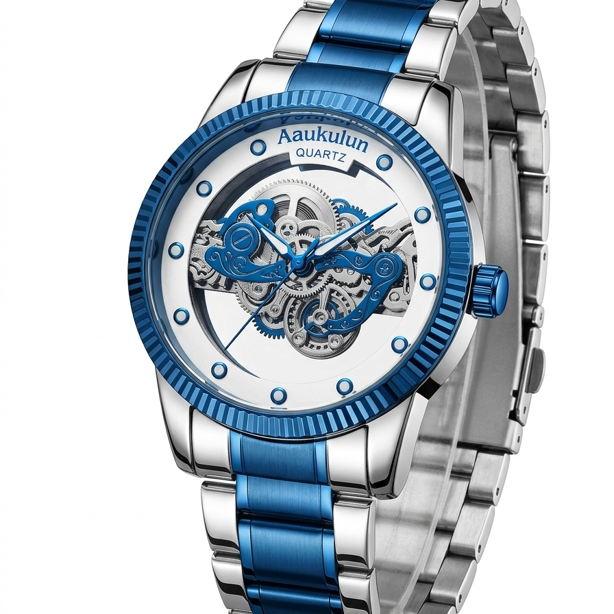 Luxury Skeleton Dial Quartz Watch For Men
