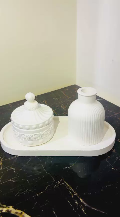 Organizer & Home Decor Set with Oval Tray
