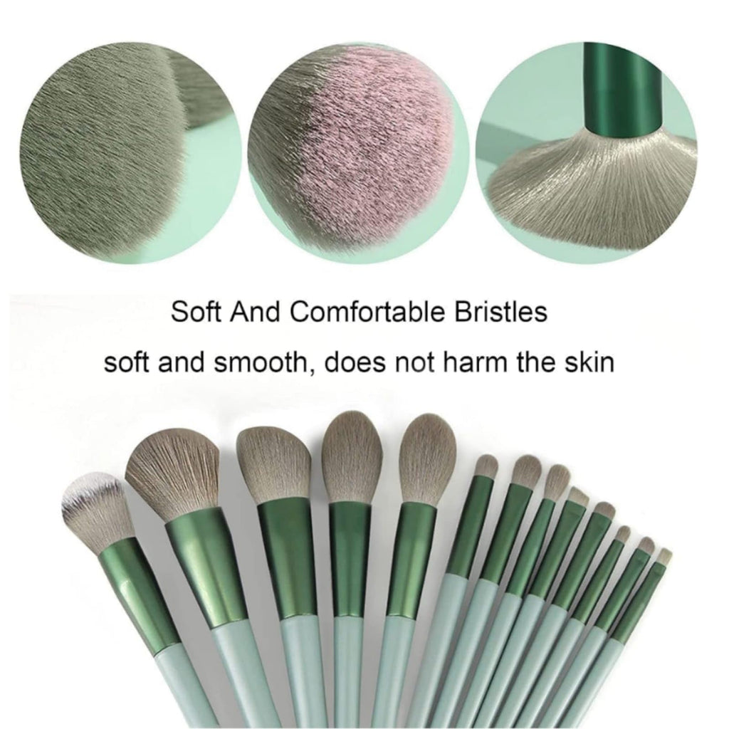 13 Piece Makeup Brush Set With Matching Storage Pouch