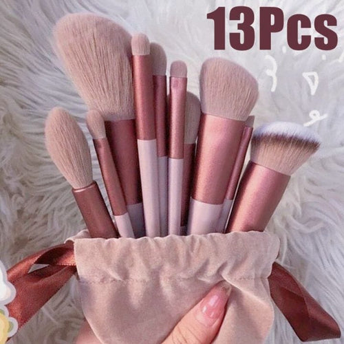 13 Piece Makeup Brush Set With Matching Storage Pouch