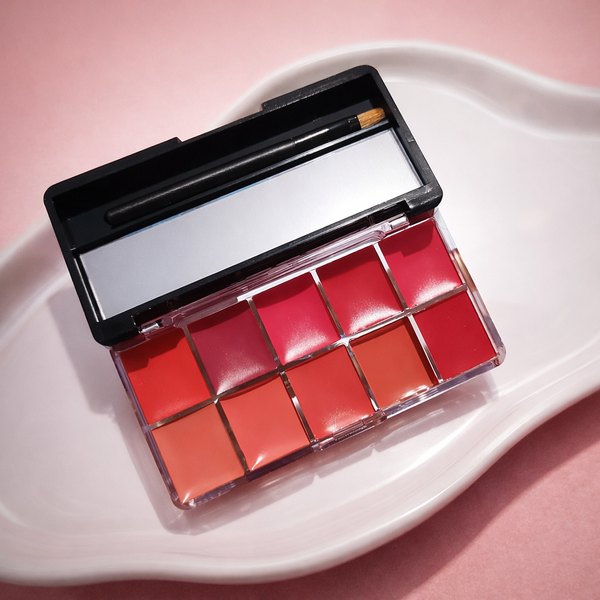 10 in 1 Lipstick & Blush Creamy Matte Makeup Palette for Lips and Cheeks