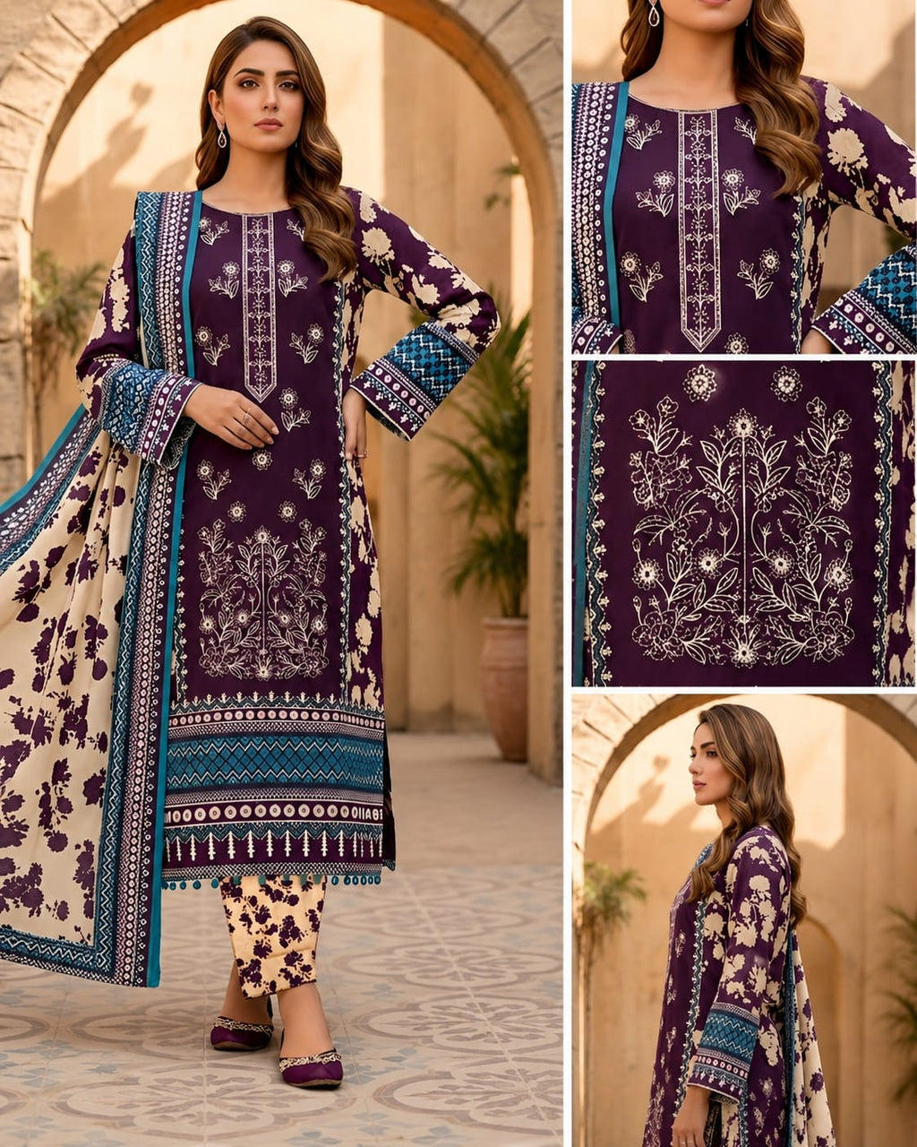 3 Piece Unstitched Lawn Suit For Women Printed Lawn Dress With Matching Dupatta And Trouser
