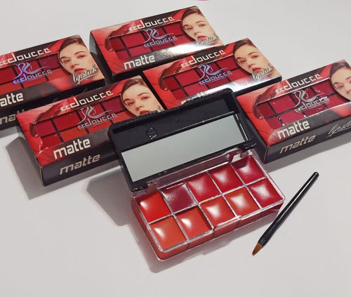 10 in 1 Lipstick & Blush Creamy Matte Makeup Palette for Lips and Cheeks