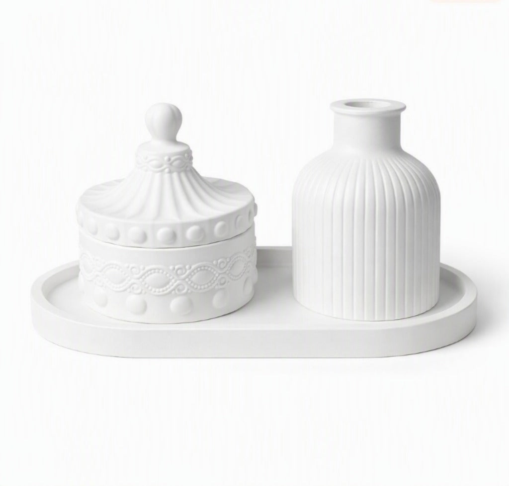 Organizer & Home Decor Set with Oval Tray