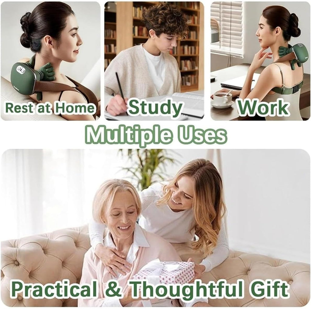 Smart Finger Pressure Neck Massager – Electric Deep Kneading Heated Back